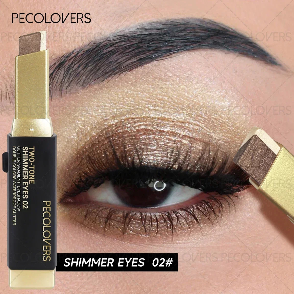 1PC Metallic Shimmer Duo Eyeshadow Stick - Pearlescent Matte, Multiple Color Options, Nude Makeup, Perfect for Christmas Makeup