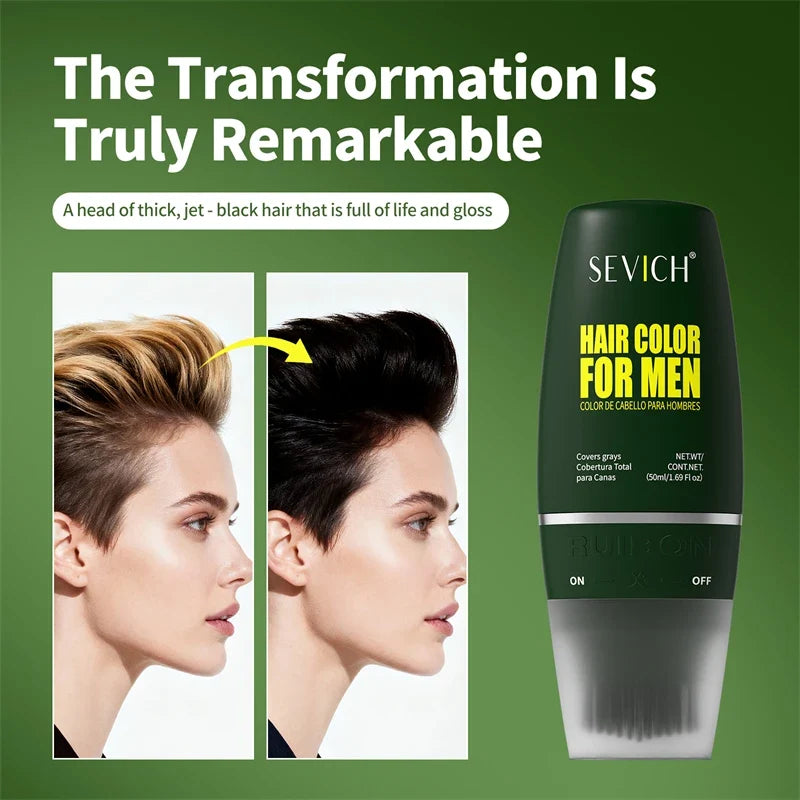 Black Hair Coloring Cream With Comb 50ml Hair Dye Shampoo Pure Plant-Based Instant Men Beard Dye Cream Covers Natural Gray Hair