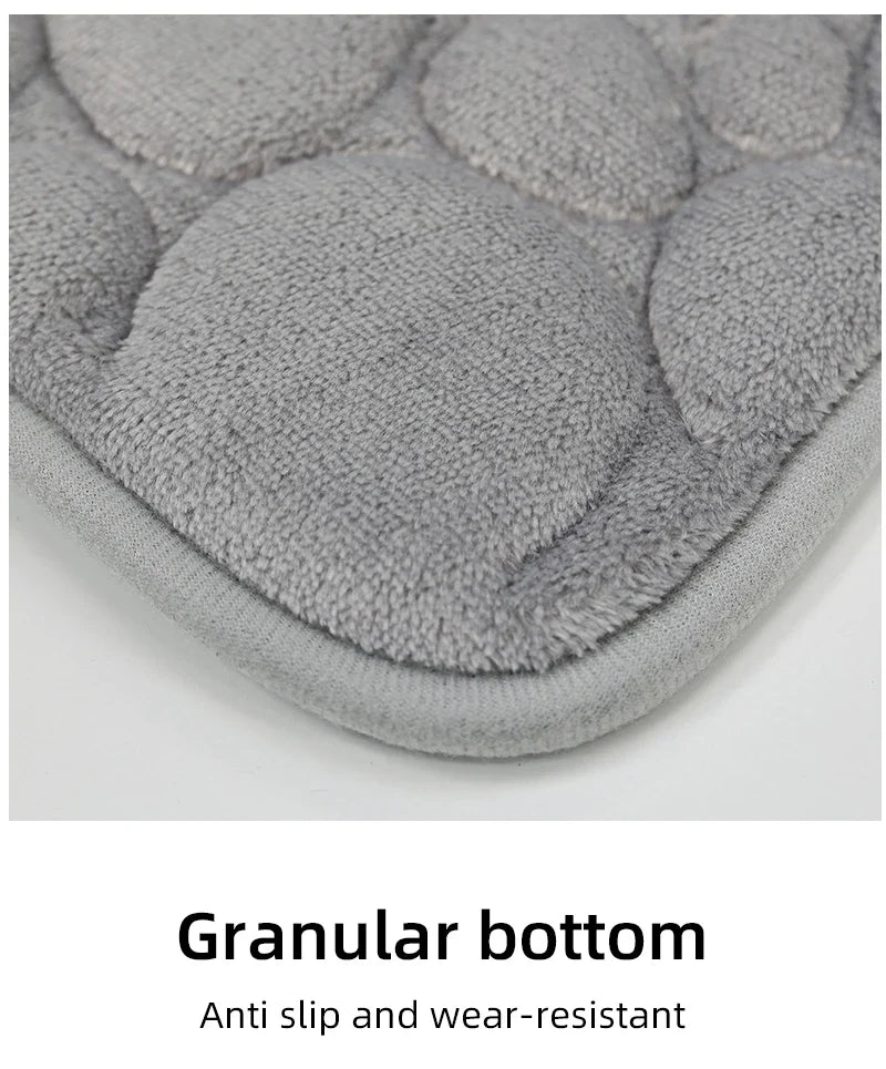 Embroidered Pebble Coral Velvet Floor Mat, Bathroom Carpet, U-shaped Sponge Absorbent Foot Mat, Door Mat, Two-piece Set