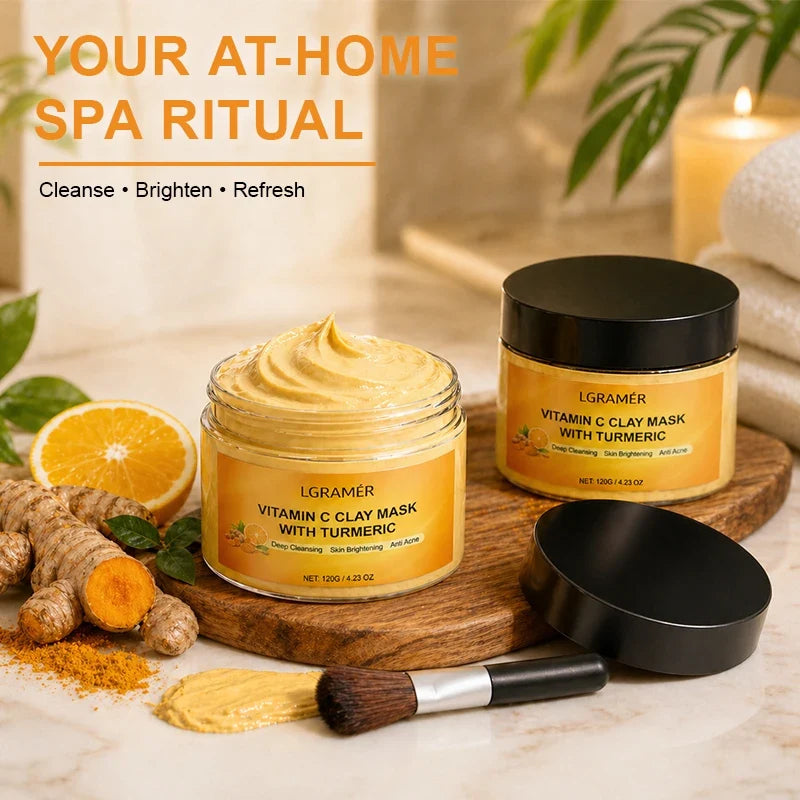 120g Turmeric Clay Mask, Deep Cleansing Formula, Effectively Controls Oil, Tightens Pores, Fades Dull Complexion and Rough Skin