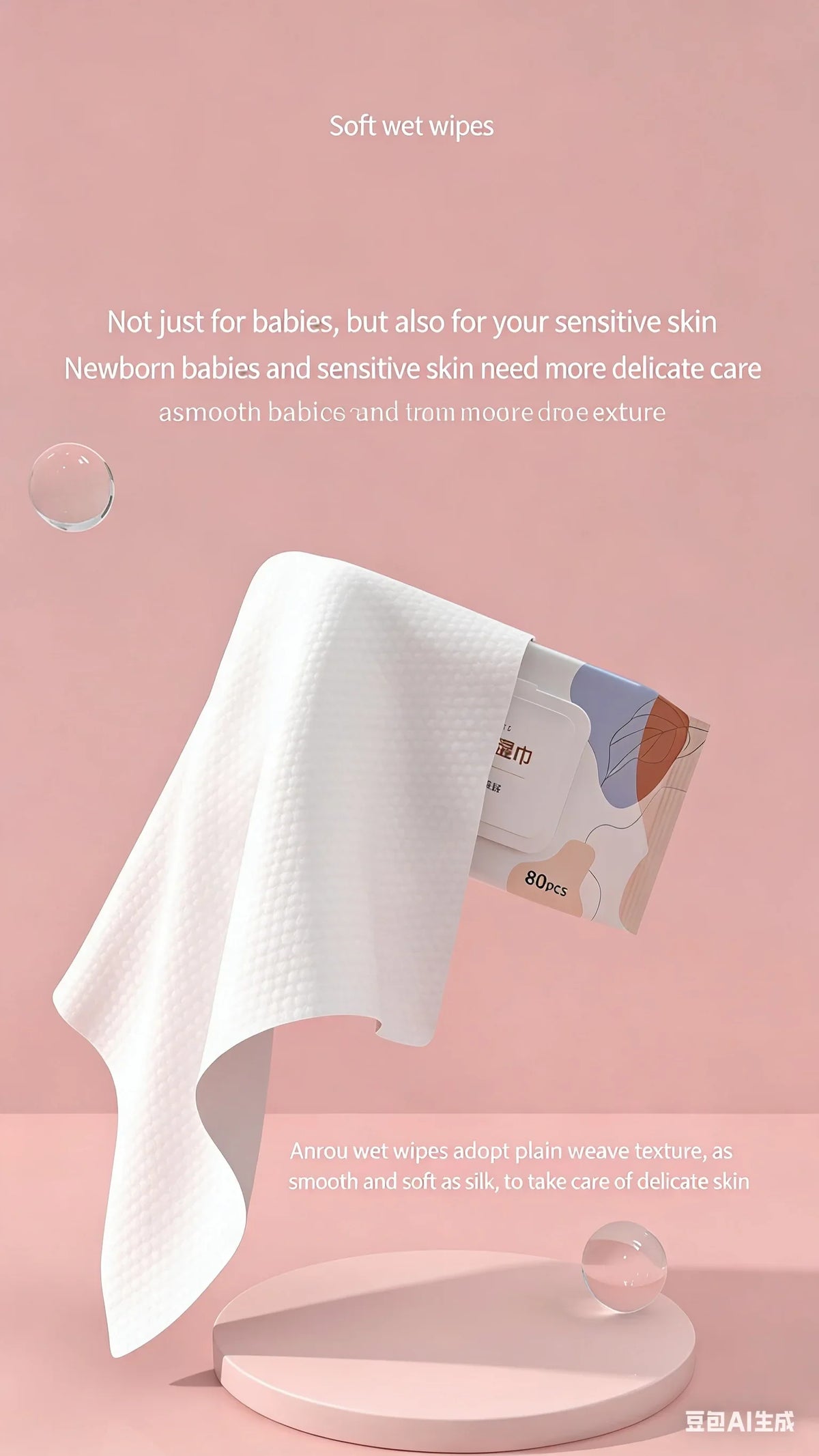 80 Counts Large Baby Hand & Mouth Wipes with Lid, Extra Thick & Soft for Newborns