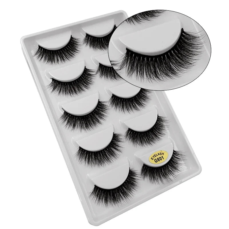 3/5 Pairs 3D Faux Mink Hair Soft Eyelashes Natural Thick Long False Eyelashes Dramatic Fake Lashes Handmade Eyelashes Faux Cils