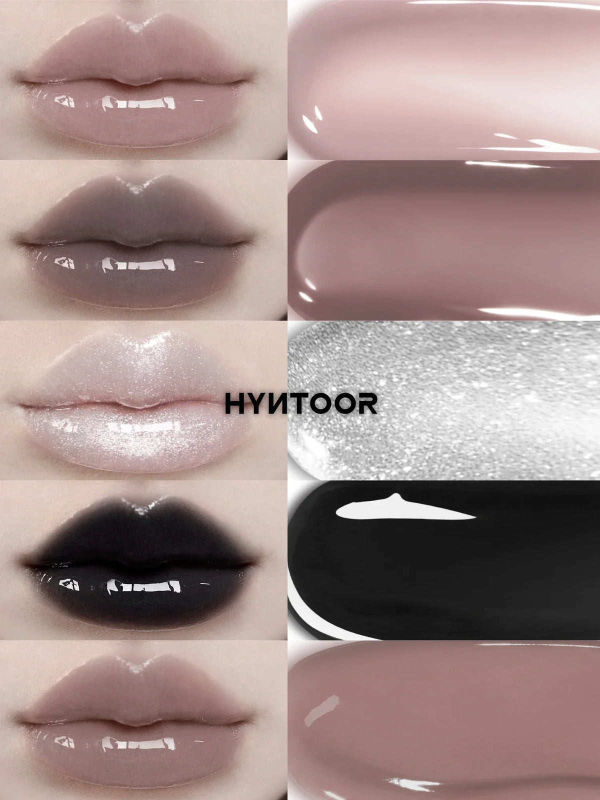 HYNTOOR Mirror Moist Lip Gloss Gothic Pure Black Silver Fine Flash Low Saturation Lasting Makeup Halloween Makeup