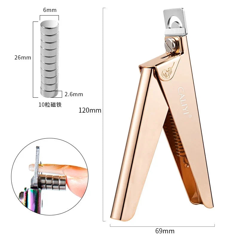 CALIYI Stainless Steel UV Gel False Nail Tips Trimmer Clipper Edge Cutter Nail Art Manicure U Word Rainbow Gold Silver Tools