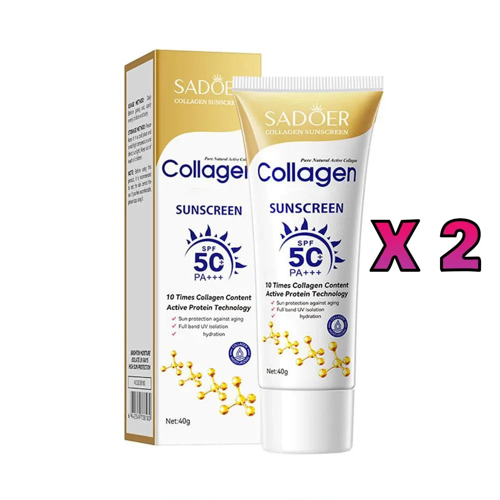 Collagen Sunscreen For Face Body SPF50+ Sun Protection UV Isolation Active Protein Sunblock Long Lasting Non-Greasy Skincare 40g