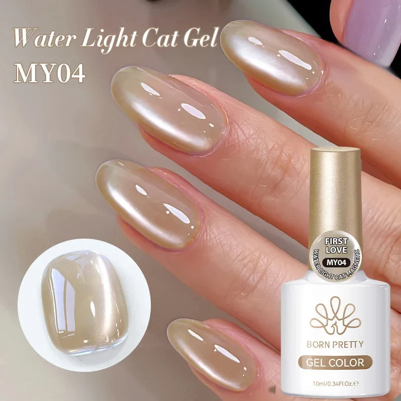 BORN PRETTY Gold Pink Cat Magnetic Gel Polish 10ml Water Light Spaking Glitter  Soak Off UV Semi Permanent Varnish Manicure