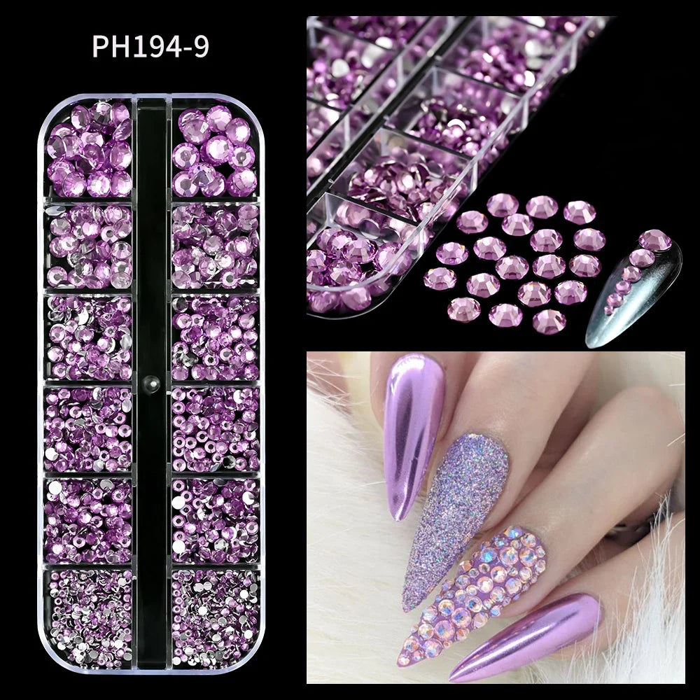 12 Grids Flatback Gold Silver Pearl Beads Nail Charms Round Caviar Ball For Nail Art Decorations 3D Nail Jewelry Rhinestones