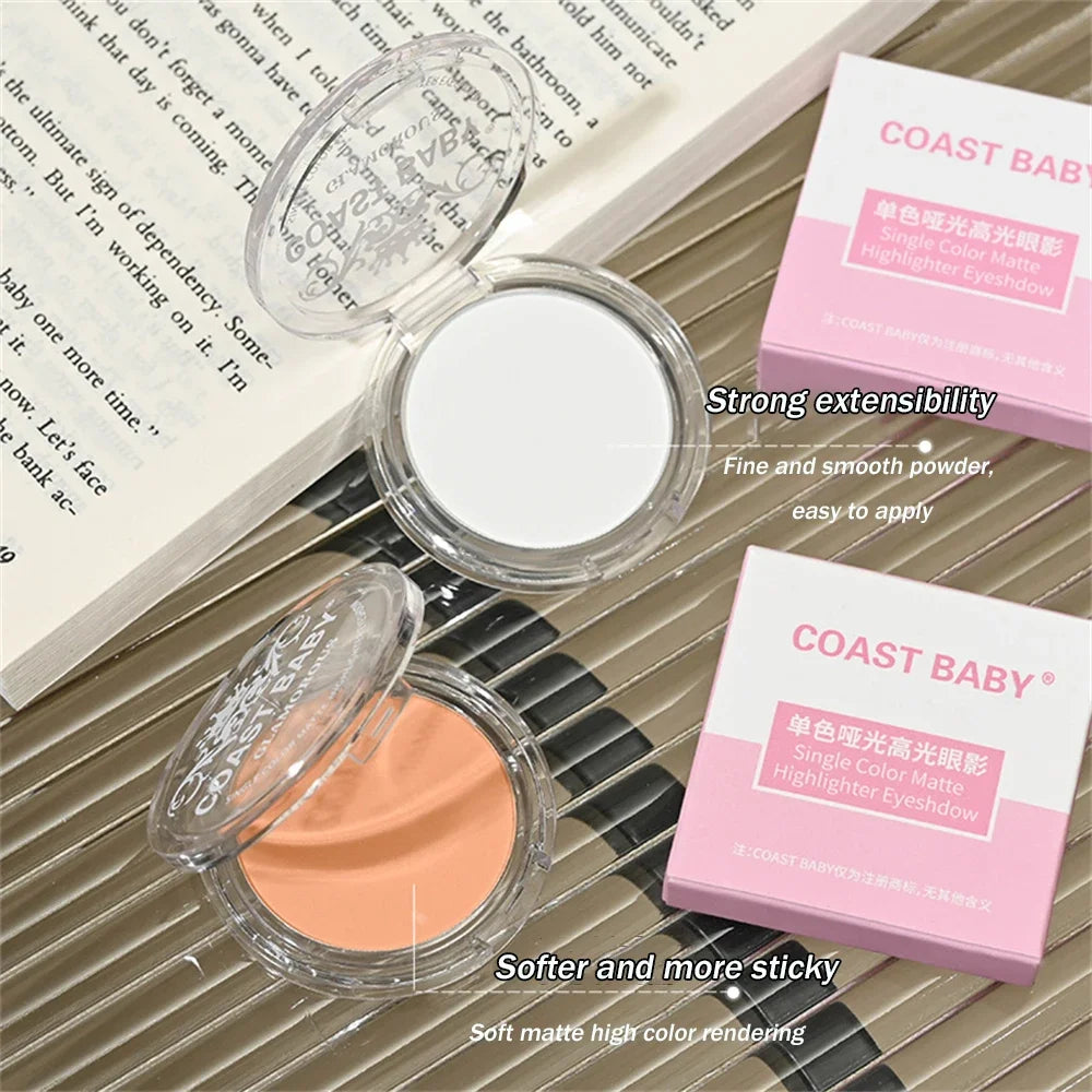 Beige White Highlighter Powder Palette Single Matte Face Brighten Contour Makeup High Gloss Eyeshadow Lying Silkworm Rouge