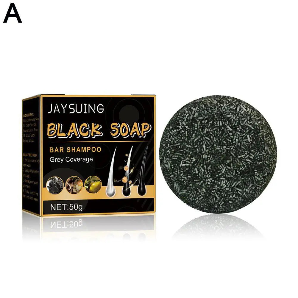 50g Soap Hair Darkening Shampoo Bar Repair Gray White Hair Color Dye Hair Shampoo Natural Grey Gloss Black Soap