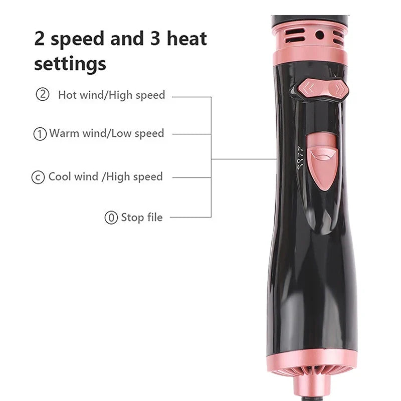 Hair Dryer Brush 2 In 1 Hot Air Spin Brush Curling Straightening Styling Auto-Rotating Ionic Round Blow Hair Dryer Volumizer