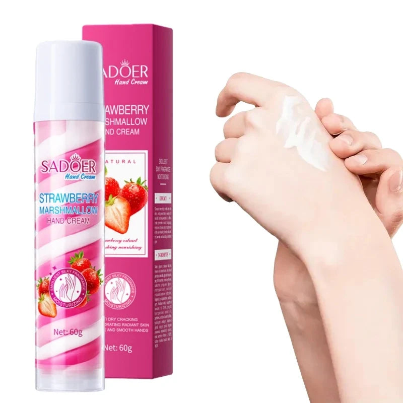 60g Strawberry Marshmallow Hand Cream, Strawberry Extract, Moisturizes Dry Skin