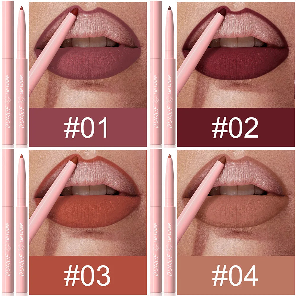 DUNUF 12 Color Matte Lip Liner Pencil Set Waterproof Smudge Proof Long Lasting Vegan Cruelty Free Lipstick Makeup Kit