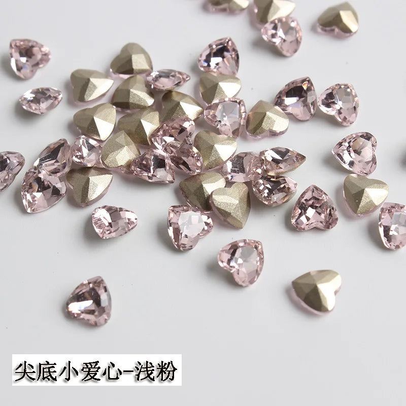 K9 100pcs 6mm Small Heart DIY for phone shell,Nail,Bag,Clothes 3D Diamond Stone Decoration Glitter Manicure Jewelry Accessories