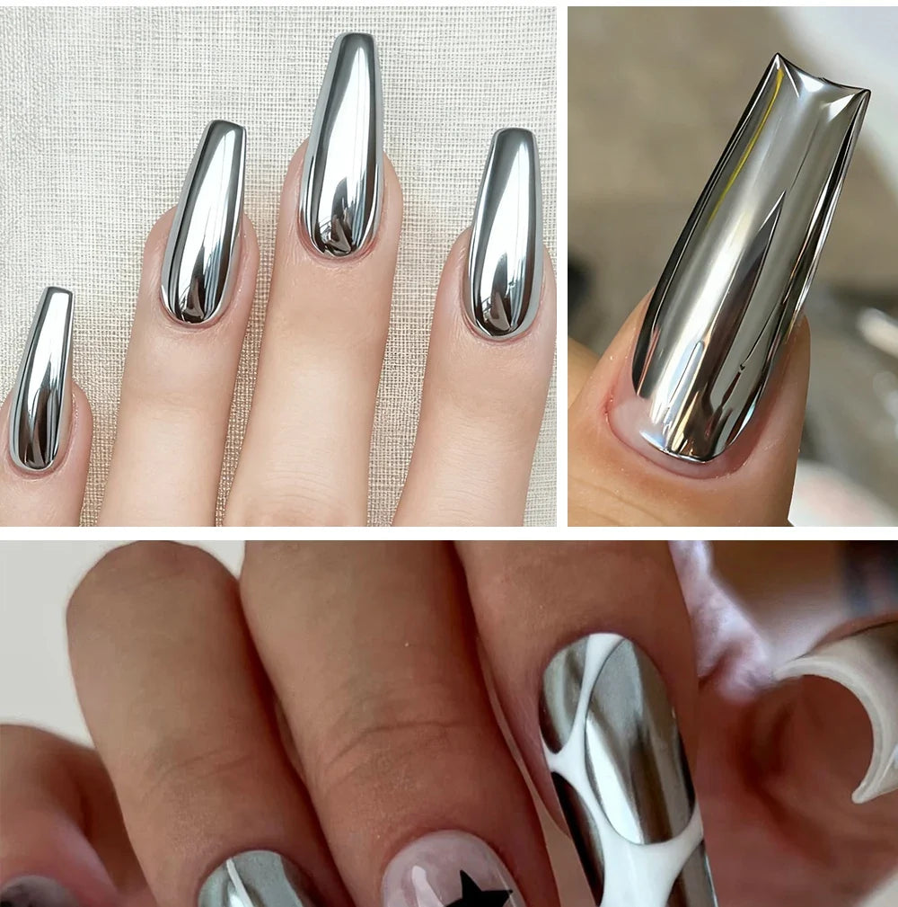 AWStorG 5ML Super Silver Metallic Gel Nail Polish Metal Effect Painting Gel Chromes Varnis Semi Permanent for Nail DIY