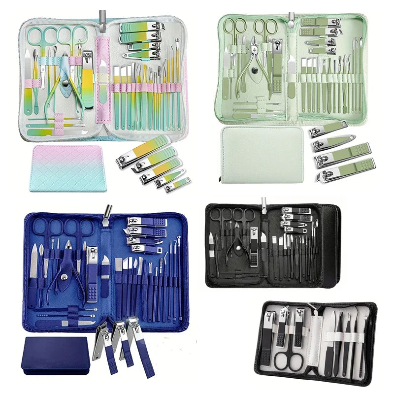 30 pcs Nail Clippers Manicure Tool Set, With Portable Travel Case, Cuticle Nippers And Cutter Kit, Professional Nail Clippers