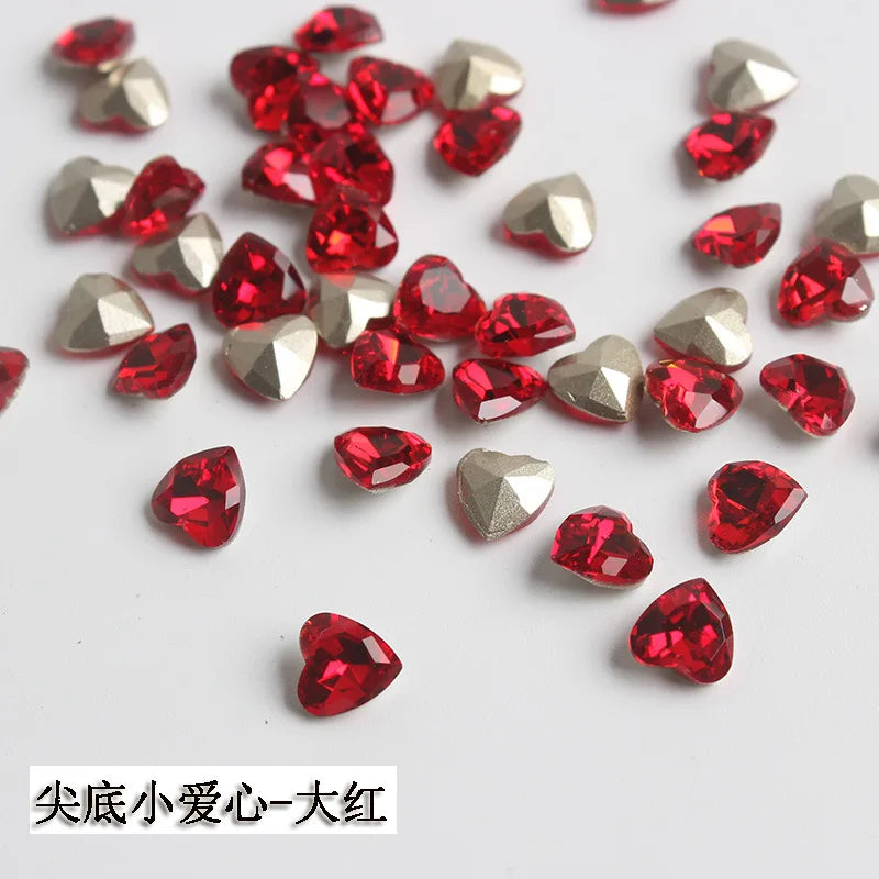 K9 100pcs 6mm Small Heart DIY for phone shell,Nail,Bag,Clothes 3D Diamond Stone Decoration Glitter Manicure Jewelry Accessories