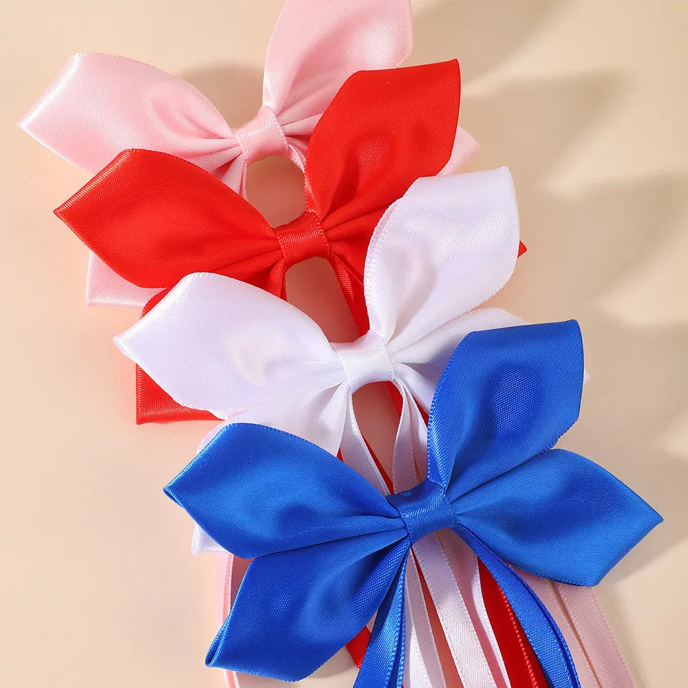 BABY BOWS 2Pcs Silky Satin Long Tassel Bow Hair Rubber Bands Sweet Ribbon Bow Hair Ties for Girls Head Decor