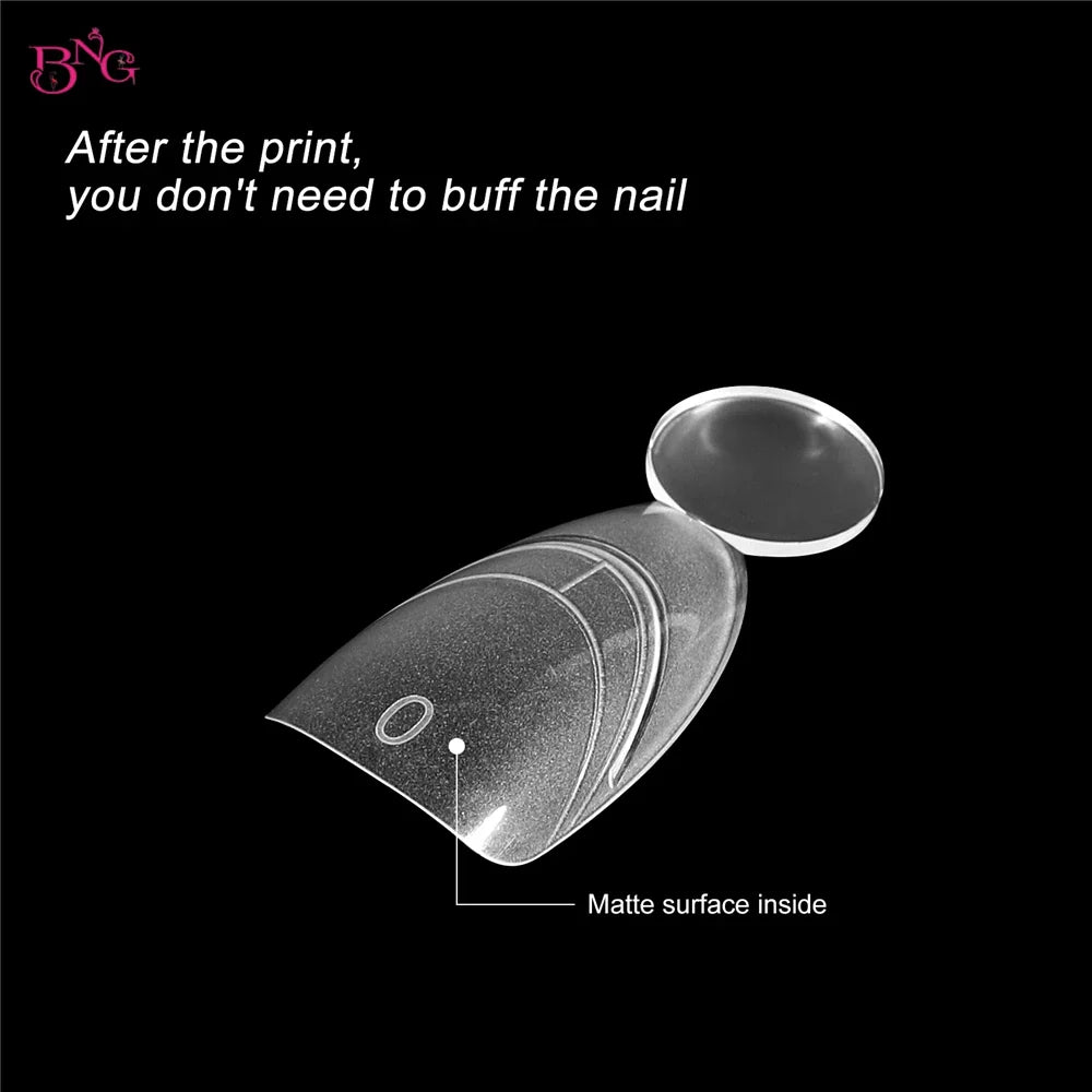 BNG New Matte Dual Forms With French Line Full Cover Dual Nail Molds for Uv Gel Acrylic Nail Art Extension 140PCS 14 Sizes