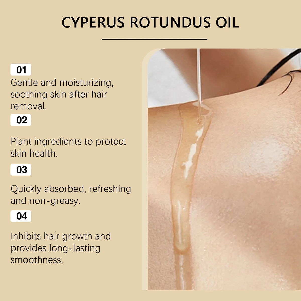 60ml Cyperus Rotundus Oil Body Hair Remover Oil For Armpit Legs Arms Hair Growth Inhibitor Skin Care Body Moisturizing Oil