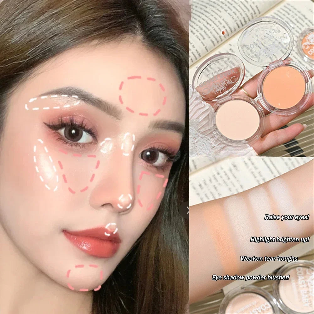Beige White Highlighter Powder Palette Single Matte Face Brighten Contour Makeup High Gloss Eyeshadow Lying Silkworm Rouge