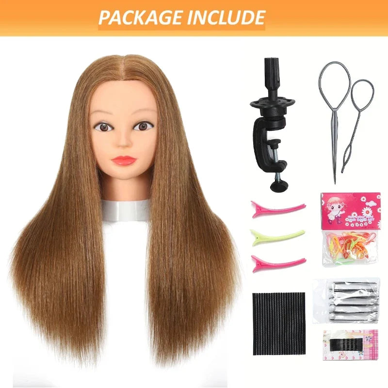 100% Real Hair Mannequin Head With Human Hair Hairdresser Cosmetology Mannequin Manikin Training Practice Styling Doll Head