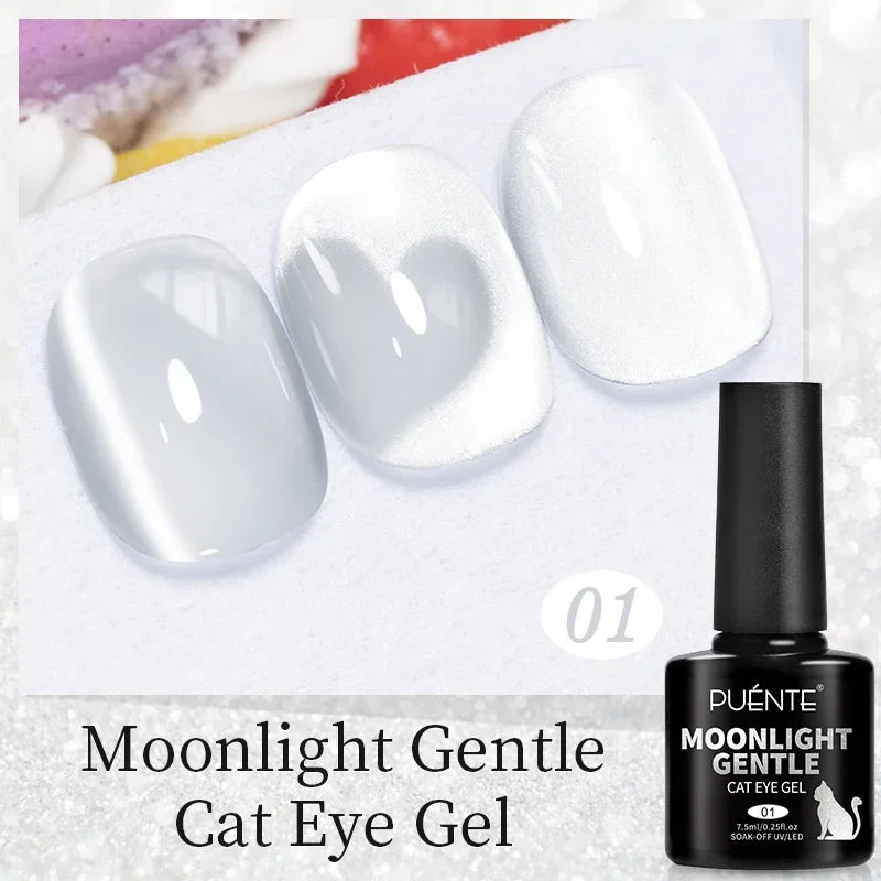 7.5ML Aurora Starlit Cat Eye Gel Nail Polish Rainbow Glitter Galaxy Cat Magnetic Nail Art Gel Soak Off UV Semi-Permanent Varnish