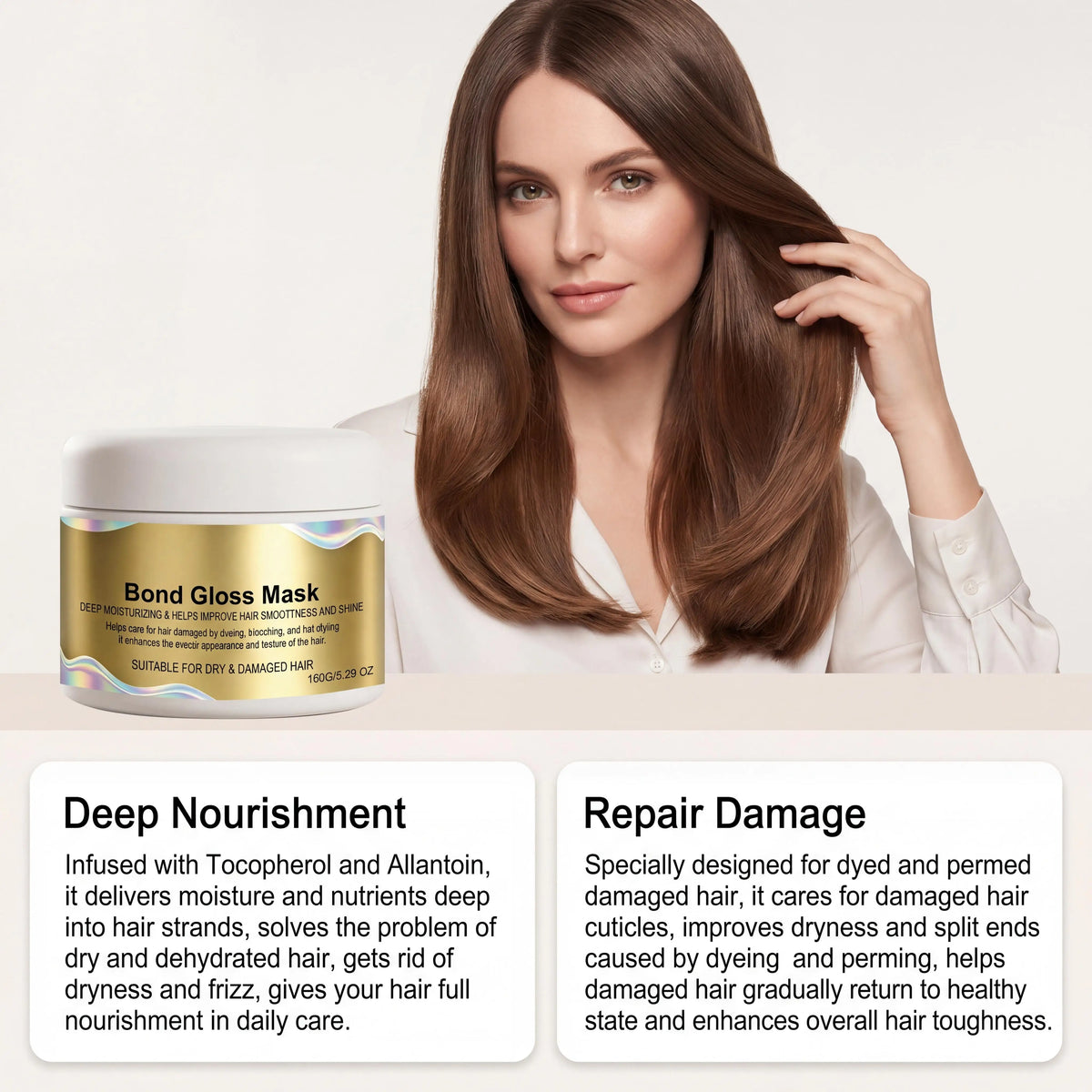 Bond Gloss Deep Conditioning Hair Mask Repair Dry Dull Damaged Hair Strengthen Hair Roots Boost Shine Nourish Scalp Conditioner