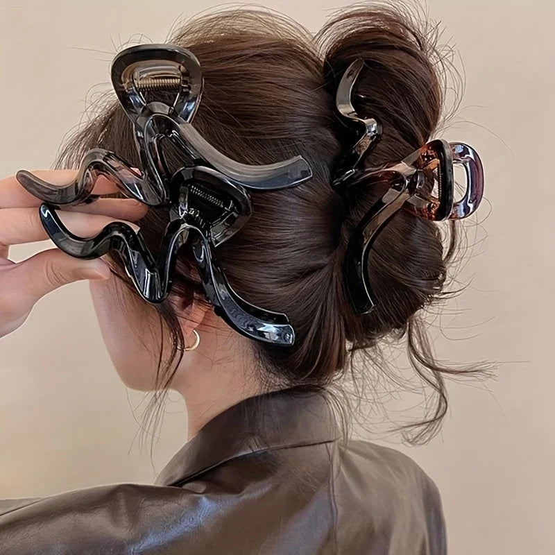 1 Acrylic Wave Hair Clip For Women - Fashionable And Elegant Hair Accessories - Hair Claw Headband - Hairstyle Shark Clip Gift