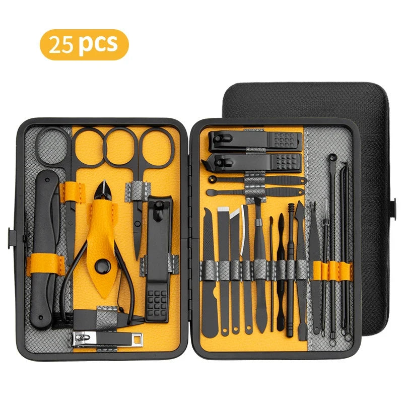 10/15/25Pcs Professional Manicure Set Stainless Steel Nail Clippers Set Idea Packing Manicure Kits Scissors Makeup