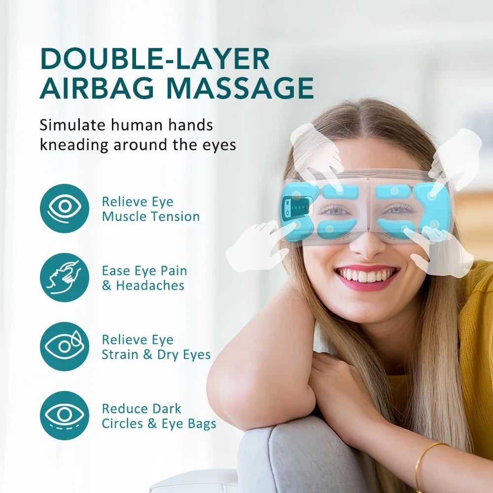 Foldable Eye Air Pressure Massager Airbag Vibration Massage Hot Compress Bluetooth Music Relieve Eye Dry Fatigue Smart Glasses