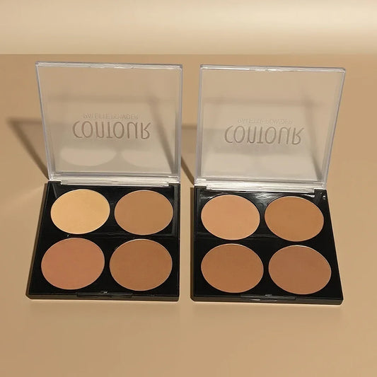 4 Colors Professional Highlighter & Contour Palette 3D Matte Face Bronzer Makeup Set for Enhanced Facial Features