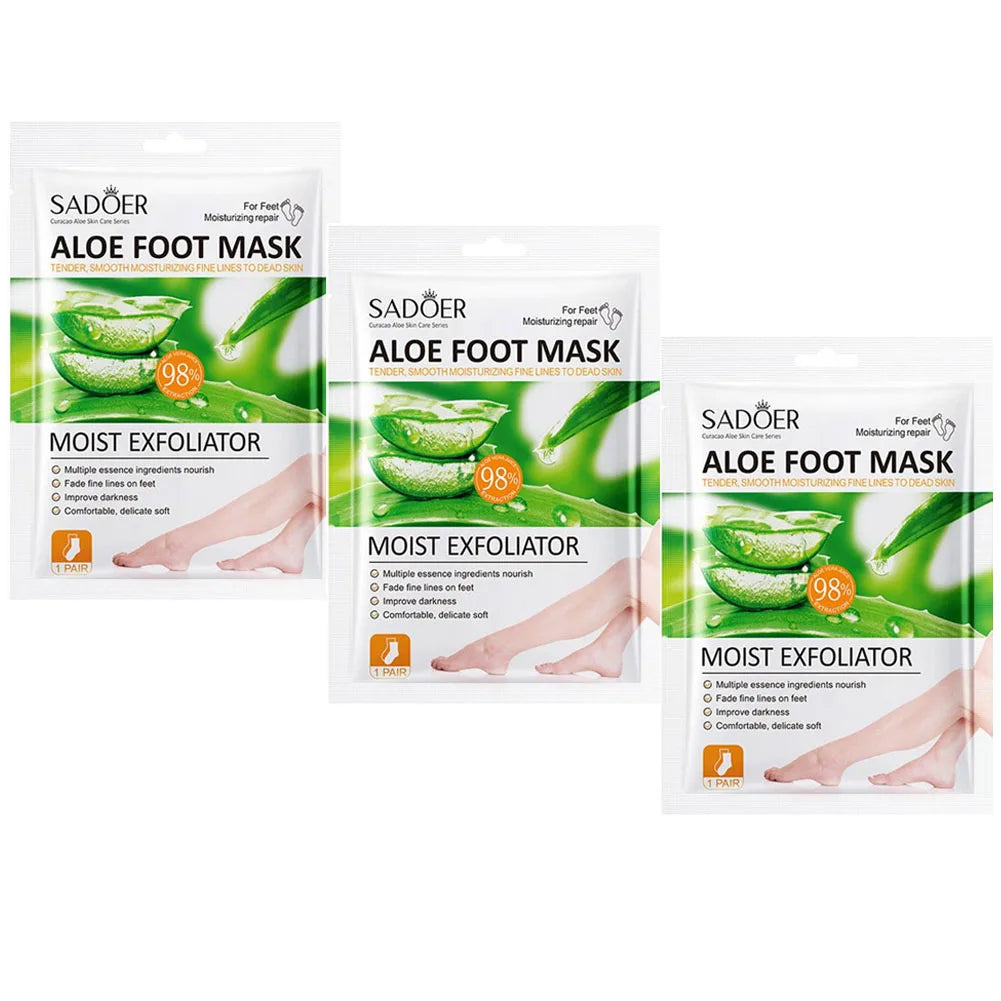 1/2/3Packs Aloe Vera Foot Mask Peeling for Legs Feet Mask Scrub Exfoliating Mask Anti Crack Heel Remove Skin Foot Mask Foot Care