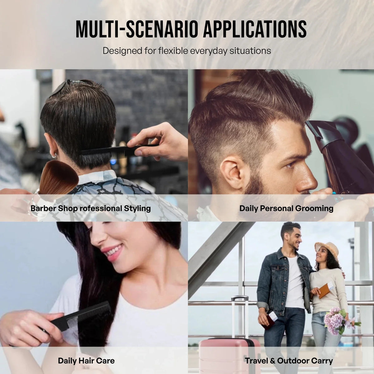 5PCS/Set Pro Barber Fine Mist Spray Bottle Spining Dual-Side Tooth Folding Haircut Comb Duster Hair Cleaning Brush Styling Tools