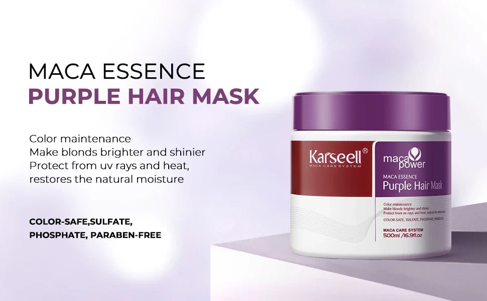 Karseell Purple Hair Mask 100ml/500ml Professional Neutralizes Brass Yellow Tones  For Blonde Silver Gray Highlighted Hair
