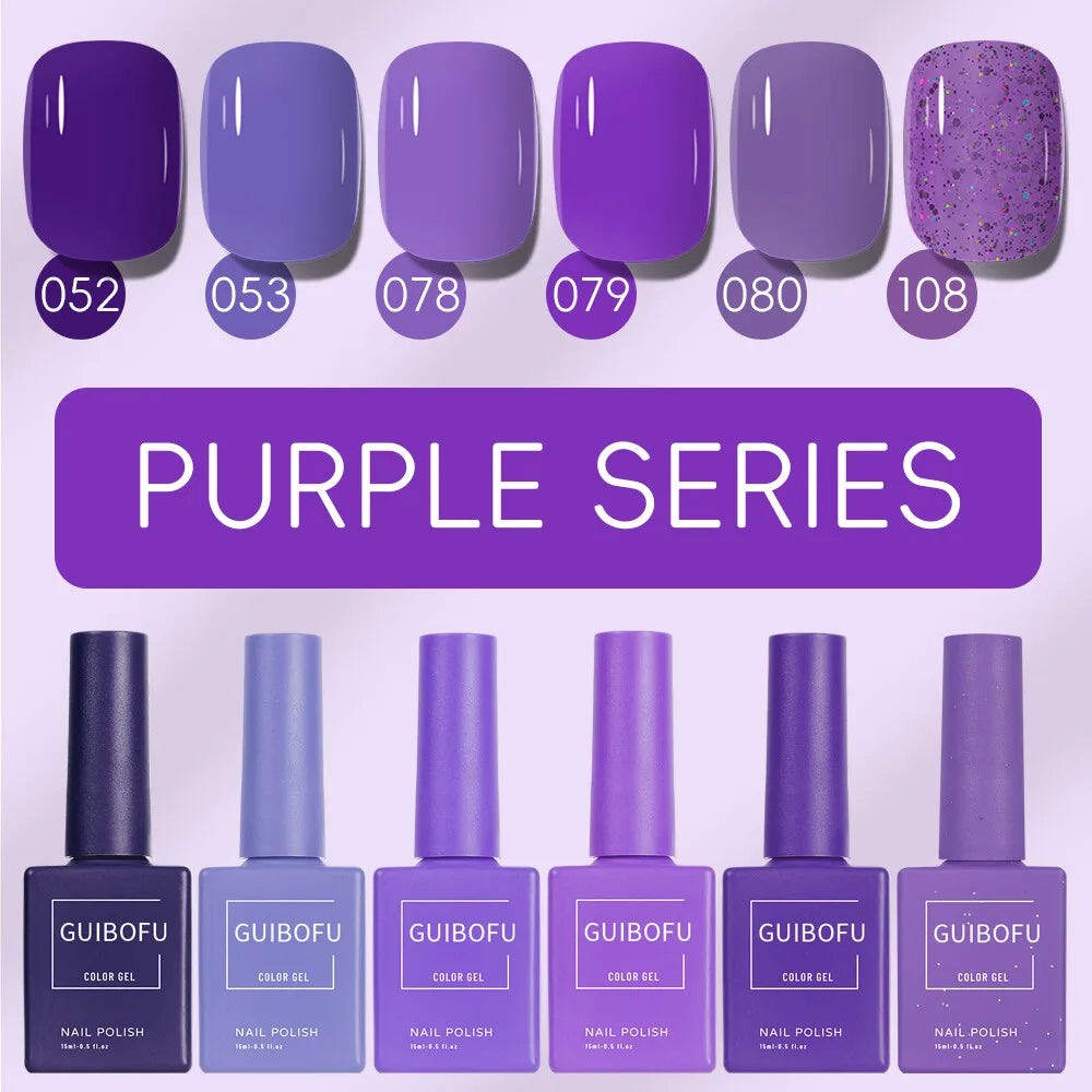 6Pcs/Set Fall Shine Finish Semi Permanent Glitter Sequins GEL Nail Polish Set Kit Soak Off Uv Varnish Nail Art