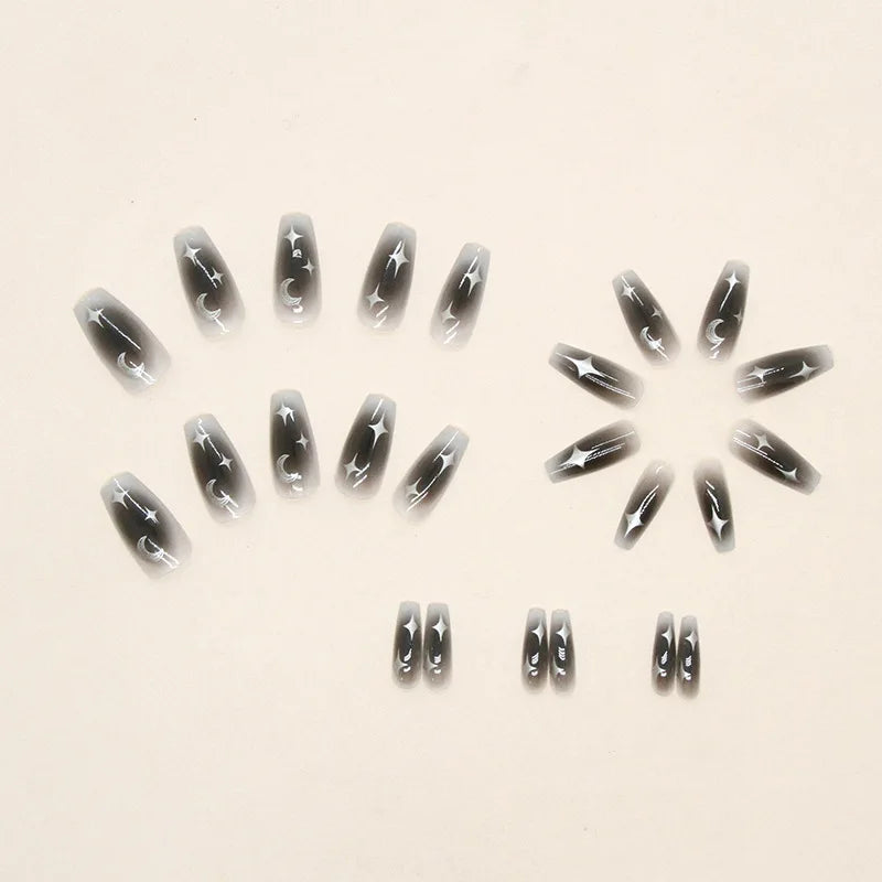 Black Cool Fake Nails Halloween Bat Press on Nails Almond Decorated Nail Tips Rivet Bow False Nails 24pcs Reusable Acrylic Nails