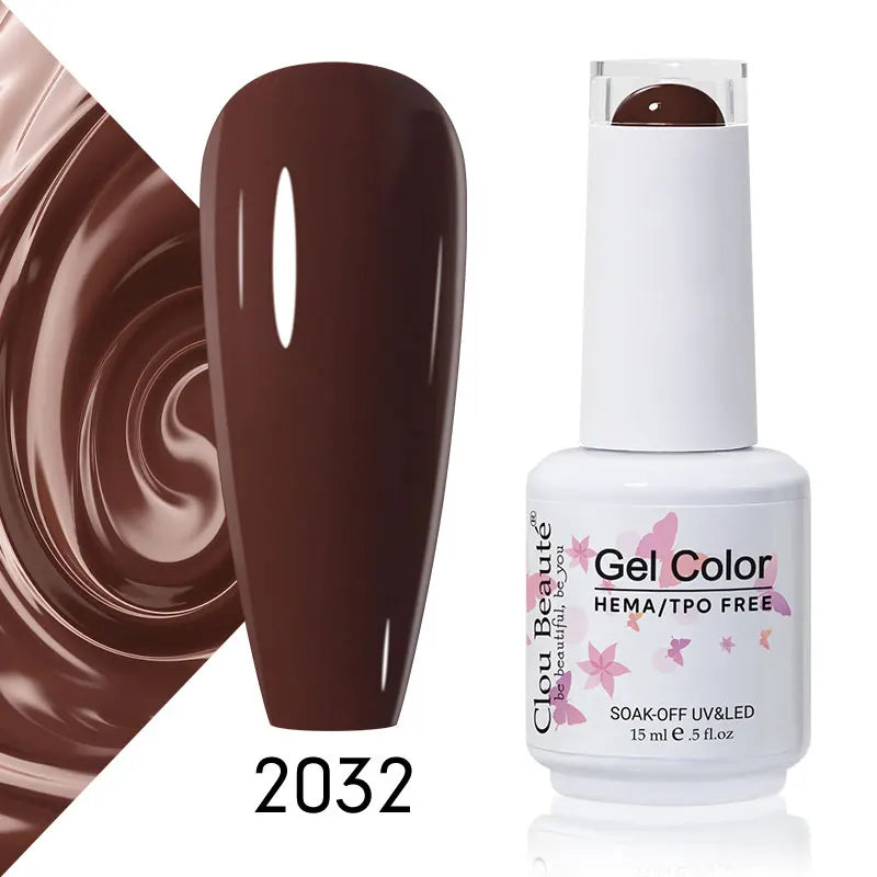 Clou Beaute Coffee Colors Nail Gel Polish HEMA/TPO FREE Soak off UV/LED 15ml Vernis Semi Permanent Nail Varnish 15ml Base Top