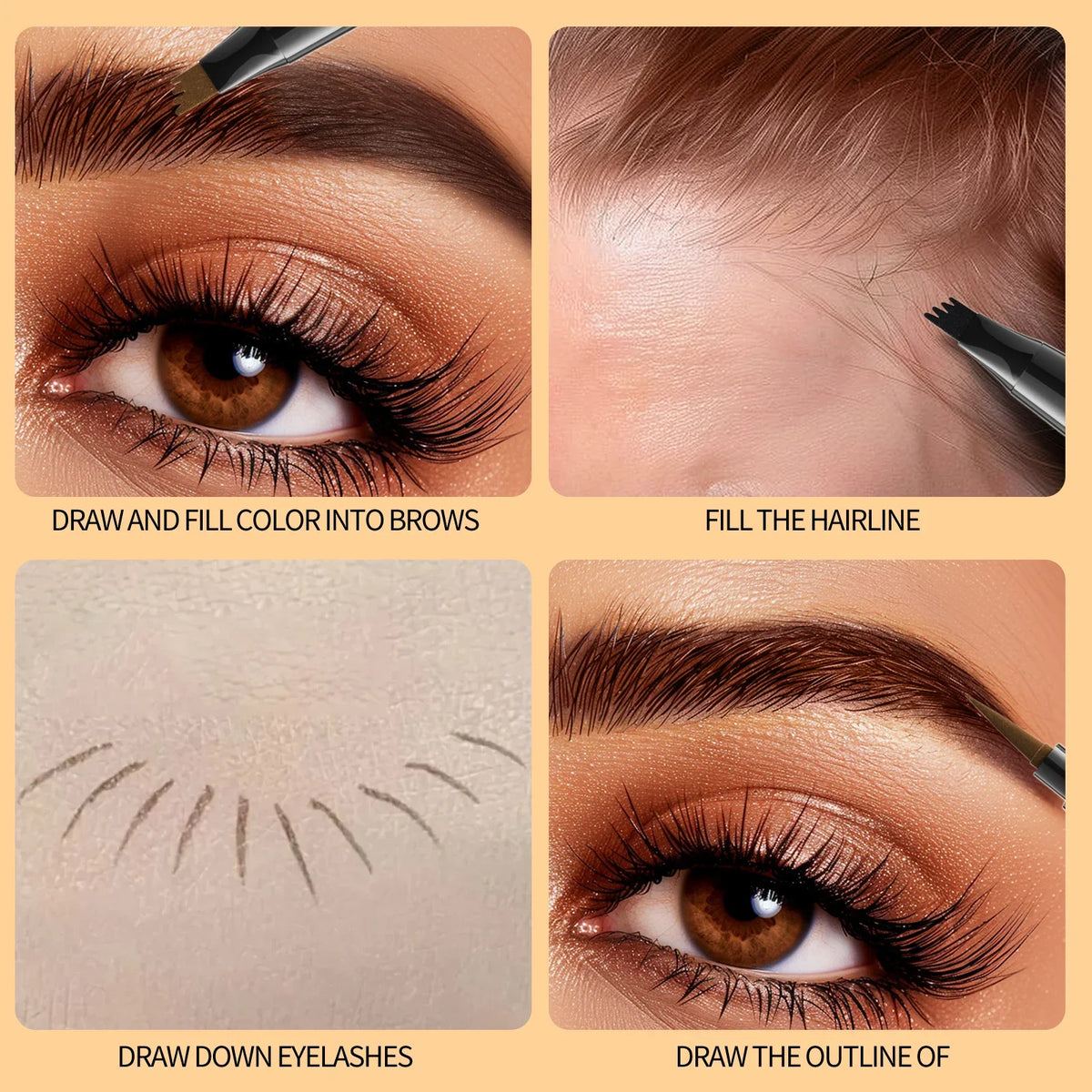 4 Point Eyebrow Pencil Waterproof Liquid Eyebrow Pen Makeup Long Lasting Cosmetic Microblade Brow Pencil