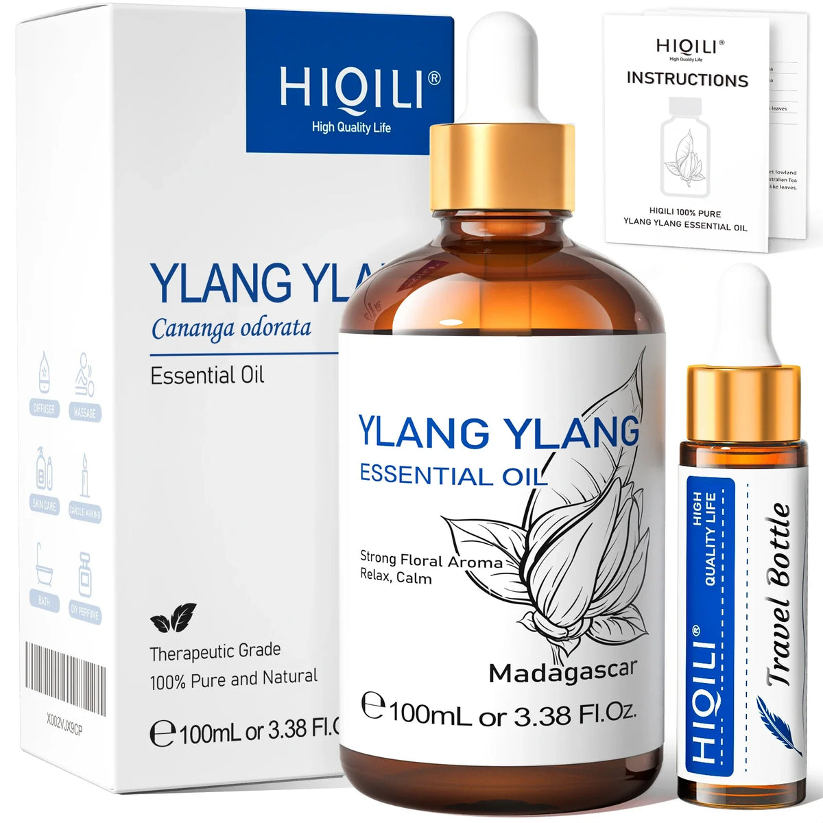 HIQILI 100% Pure Lavender Essential Oil 100ML Aromatherapy Diffuser Oil for Sleep Relaxation Diffuser Massage Skin Care