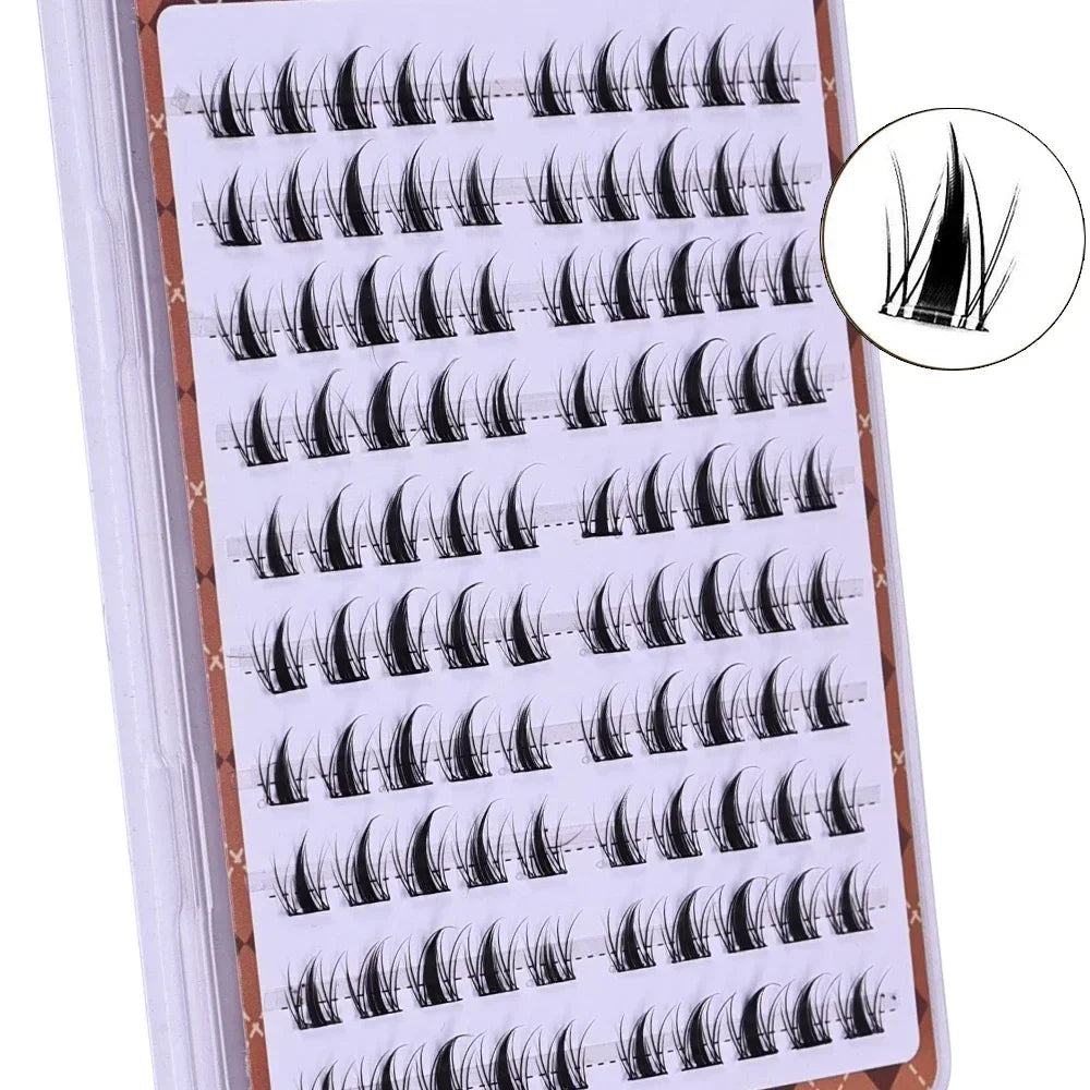 DIY Self-Adhesive Cluster Lashes 10 Rows/Box, Glue-Free Manga Style Sectioned Eyelashes Natural Look