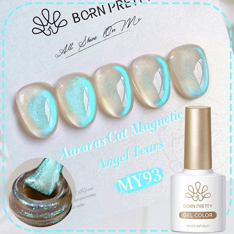 BORN PRETTY Gold Pink Cat Magnetic Gel Polish 10ml Water Light Spaking Glitter  Soak Off UV Semi Permanent Varnish Manicure