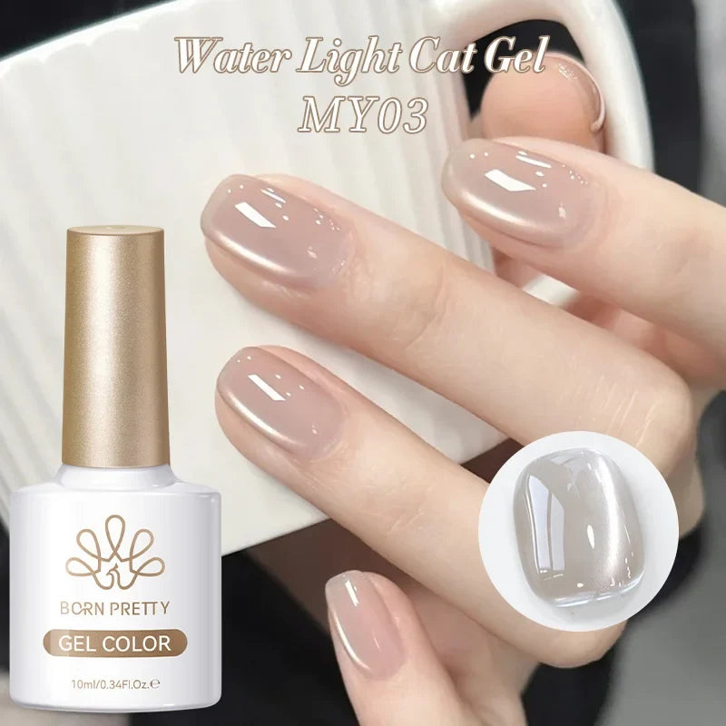 BORN PRETTY Gold Pink Cat Magnetic Gel Polish 10ml Water Light Spaking Glitter  Soak Off UV Semi Permanent Varnish Manicure