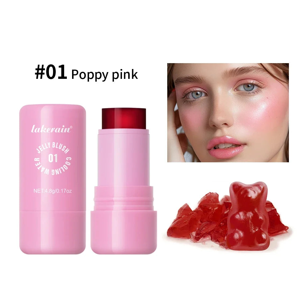 3 IN 1 Blusher Stick Long Lasting Waterproof Non-Sticky Matte Blush Eyeshadow Lip Universal Jelly Tint Stick Matte Contour Makeu