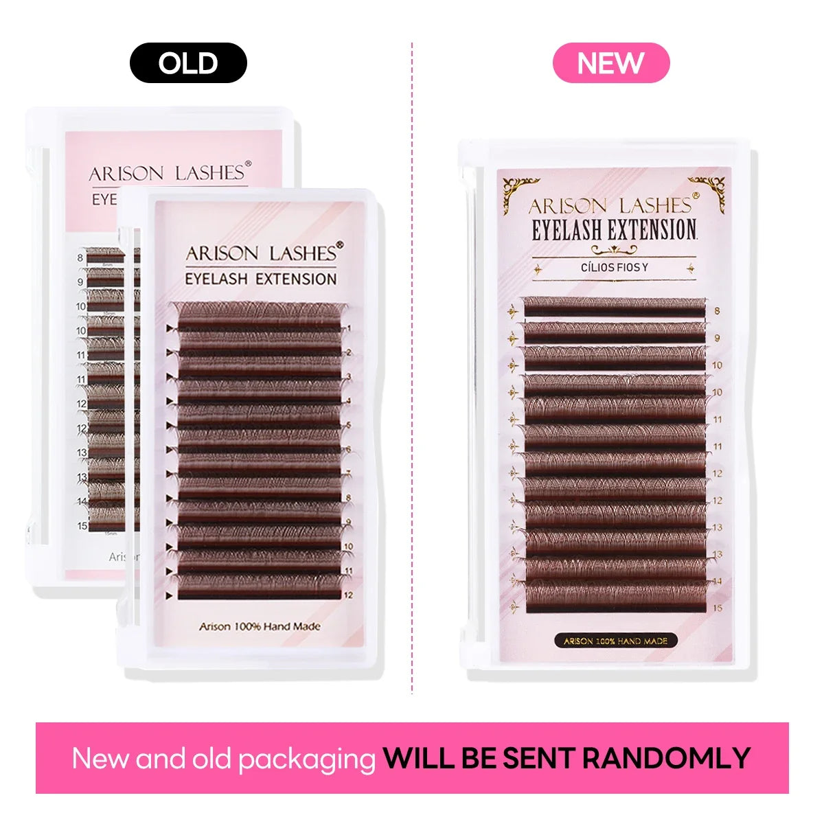 ARISON Brown 2D YY Lashes Double Tips Eyelashes Extension Cilios Y Premade Volume YY Shape EyeLash Grafting Extension Split Tip