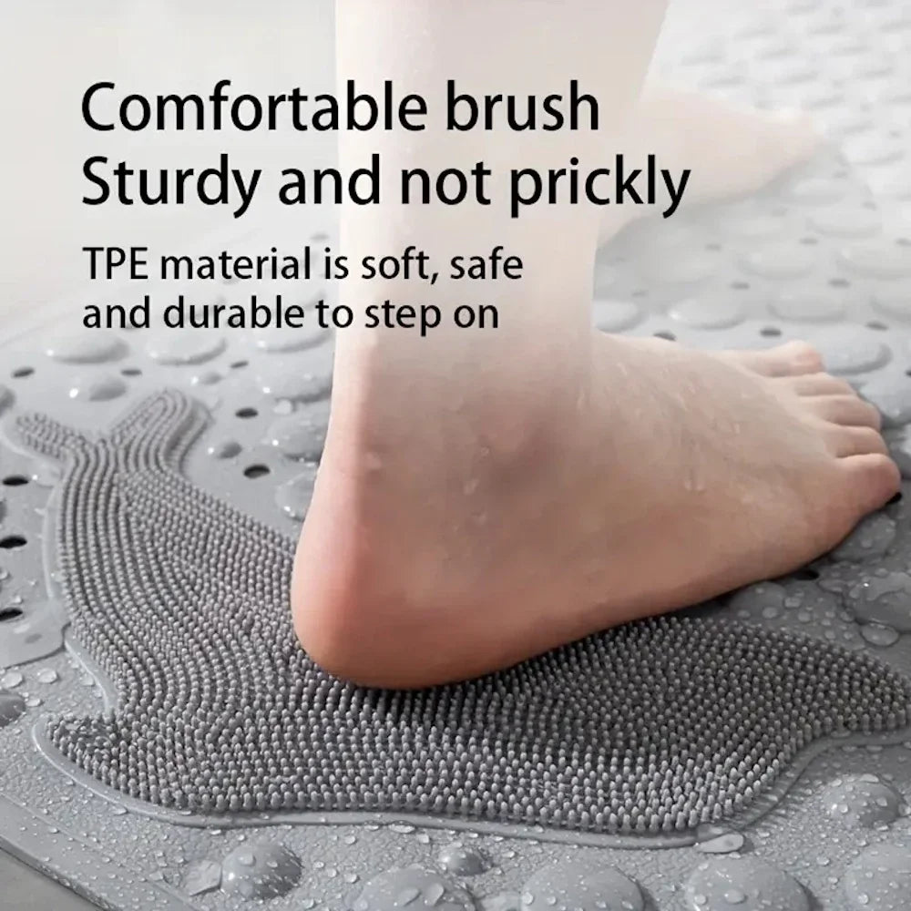 1pc Dolphin Pattern PVC Non-Slip Bath Mat 35*70cm, Massage Safe Foot Rug For Bathroom Bathtub