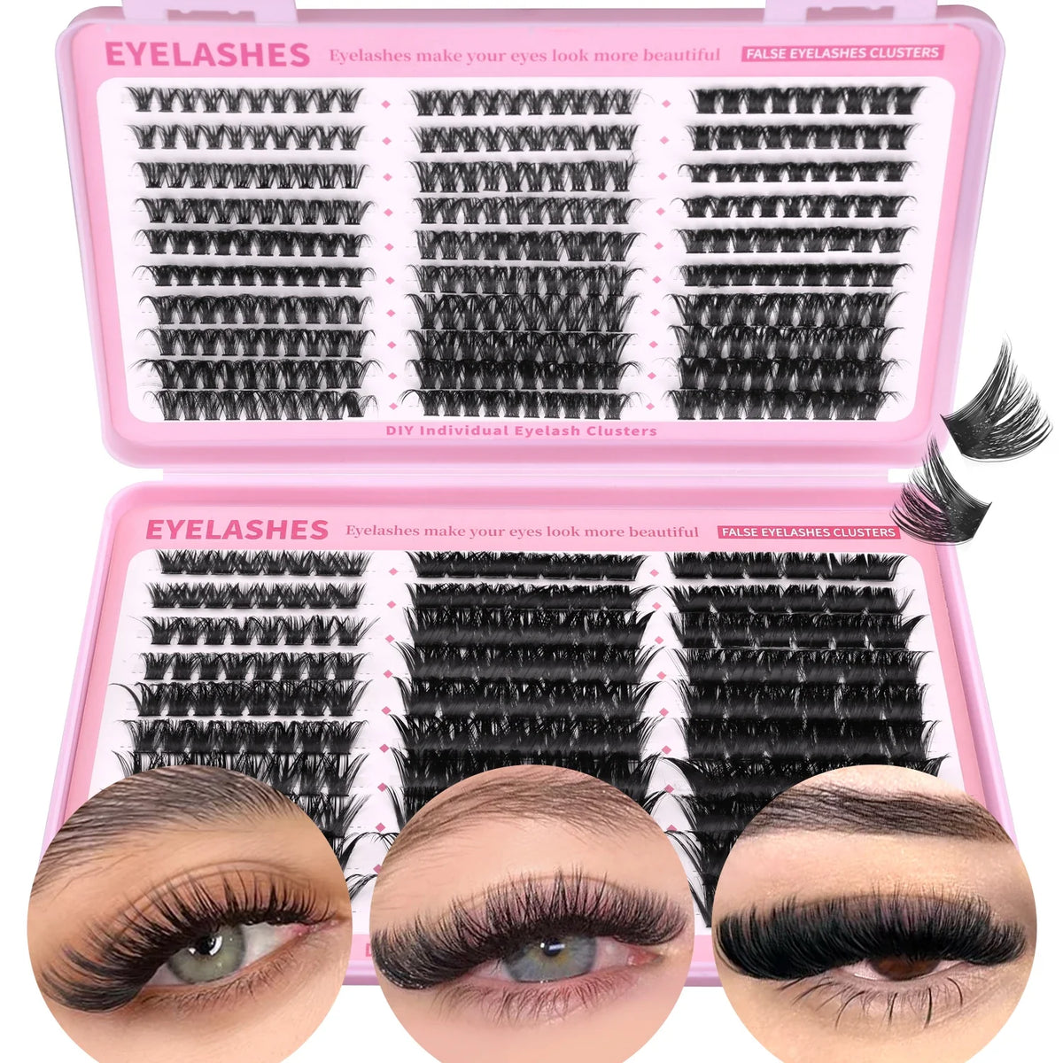 GROINNEYA Fluffy Lashes Clusters 510pcs D Curl 6 Styles 8-16mm Wispy Individual Lashes Soft False Eyelashes Eyelash Extensions
