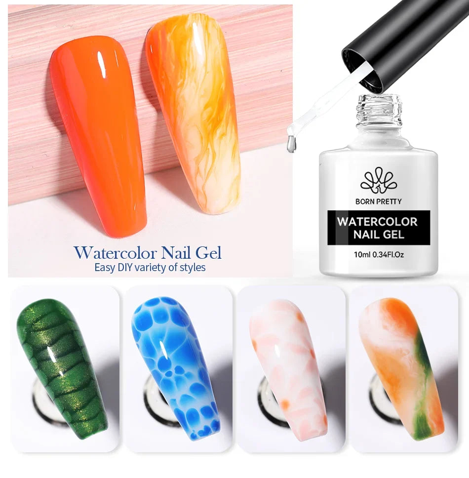 BORN PRETTY 10ml Clear Blooms Gel Polish UV LED Soak Off Nail Art Polish for Spreading Effect Marble Nail Polish Gel Painting