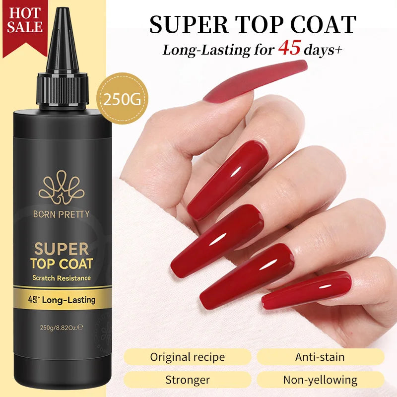 BORN PRETTY 250g Super Strong Nail Glue For False Nail Tips Press On Nails Refilled Package Base Gel Top Coat Matte Top Coat