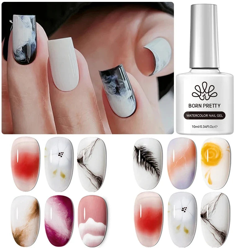 BORN PRETTY 10ml Clear Blooms Gel Polish UV LED Soak Off Nail Art Polish for Spreading Effect Marble Nail Polish Gel Painting