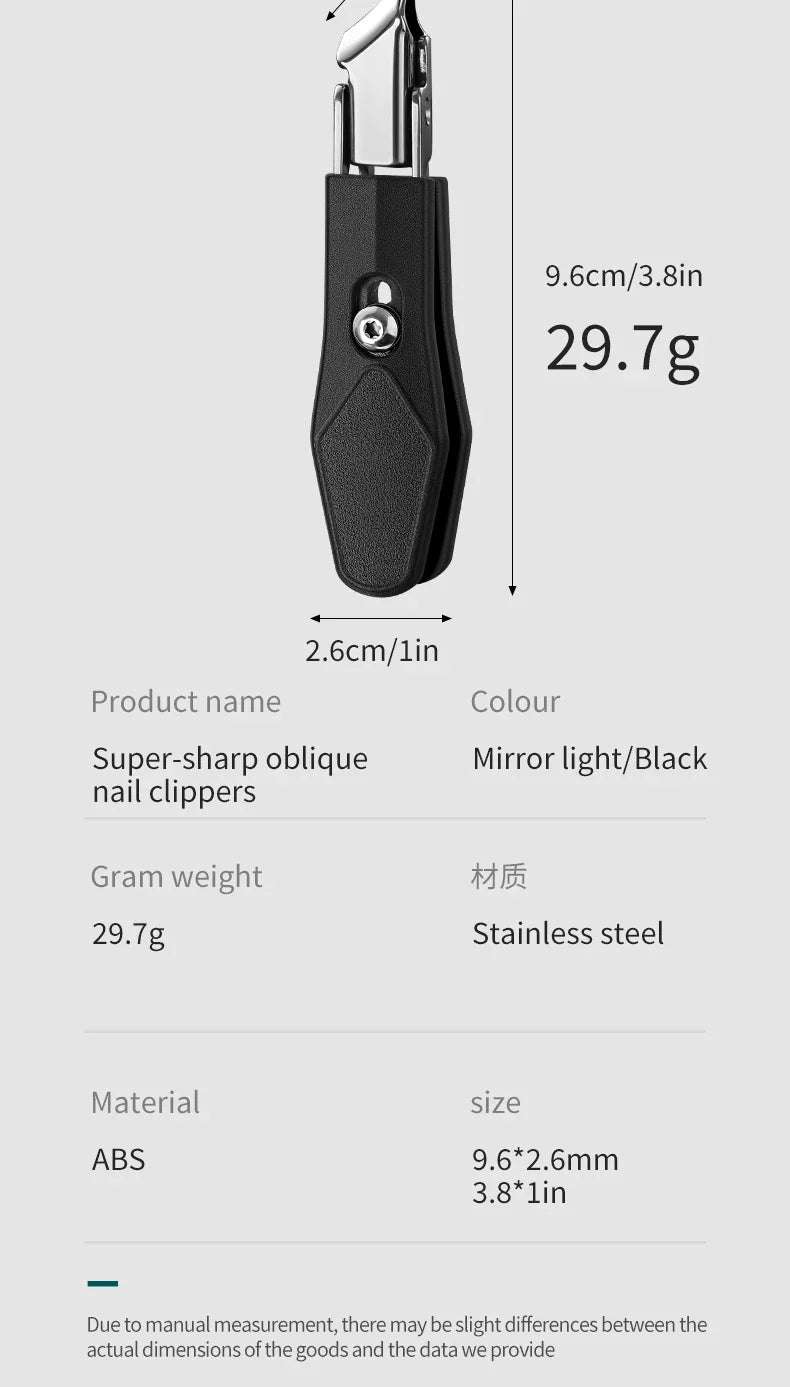 25° Slant Edge Nail Clipper Wide Opening Stainless Steel Professional Ingrown Toenail Tools Eagle Beak Oblique Toe Nail Trimmers